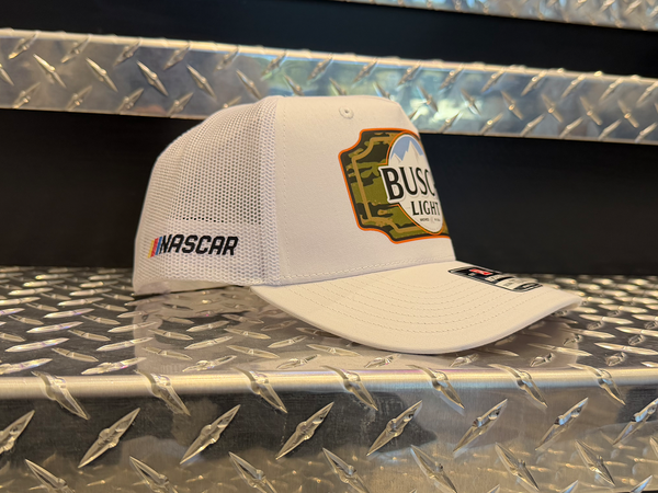 Ross Chastain #1 2025 Busch Light Camo White Snapback Hat
