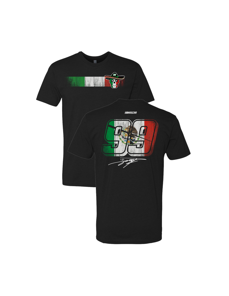 Camiseta negra con calavera de azúcar y bandera mexicana de Daniel Suárez