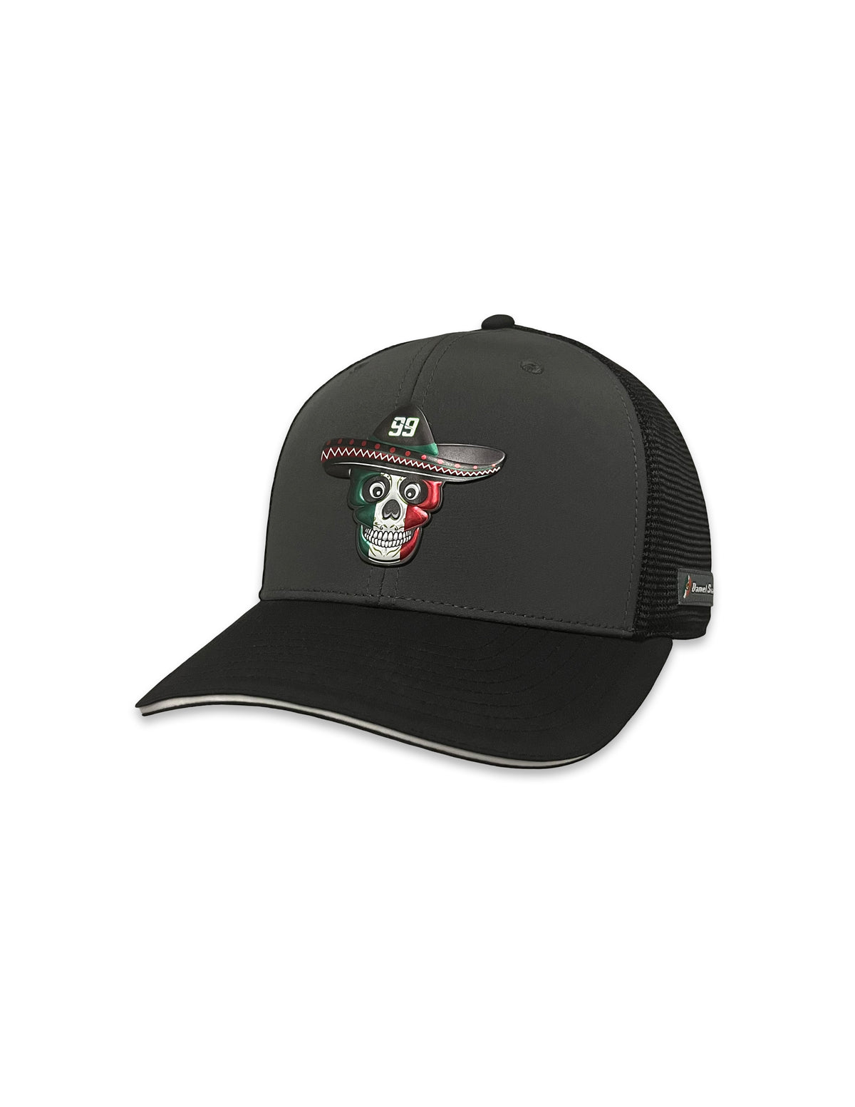 Suarez Sugar Skull Grey and Black Mesh Velcro Cap