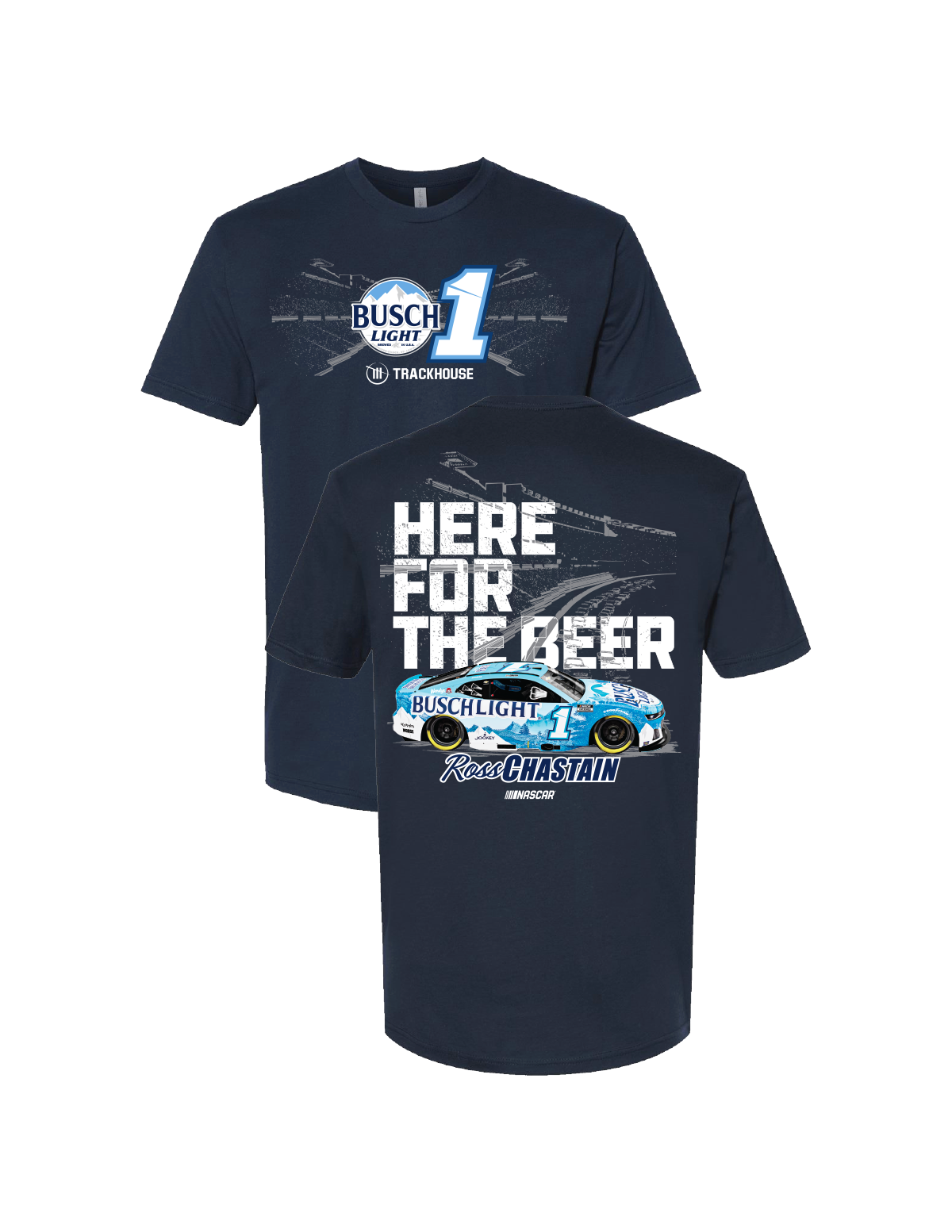 Ross Chastain #1 Busch Light "Here for the Beer" Navy T-Shirt