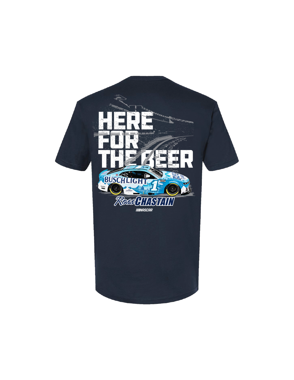 Ross Chastain #1 Busch Light "Here for the Beer" Navy T-Shirt