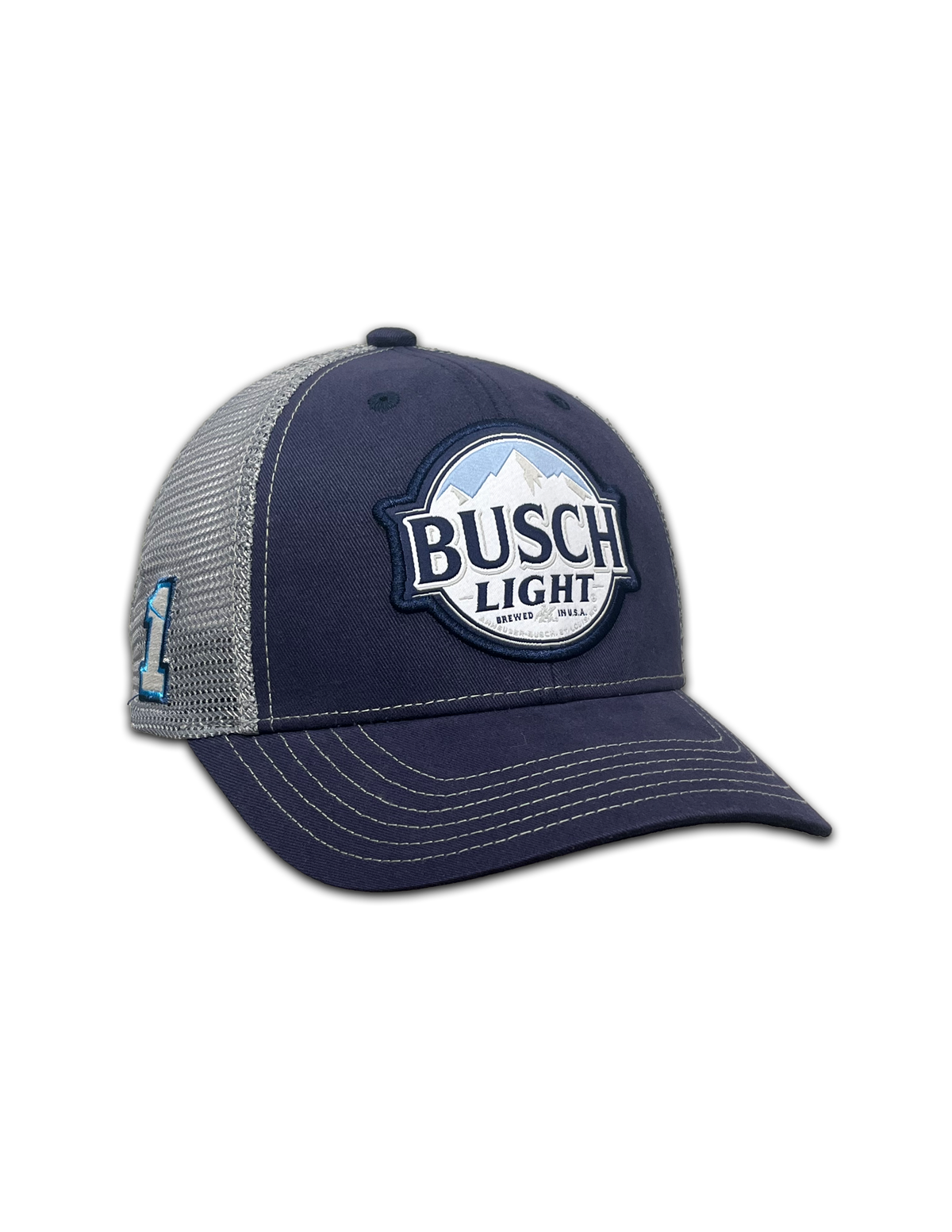 Chastain Busch Light Navy/Grey Mesh Snapback Hat