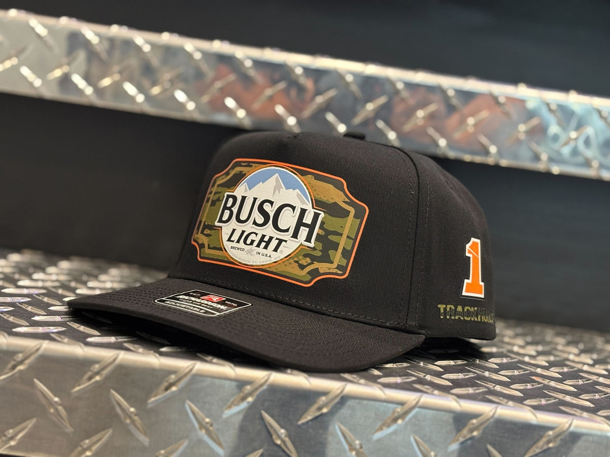 Ross Chastain #1 2025 Busch Light Camo Black Snapback Hat