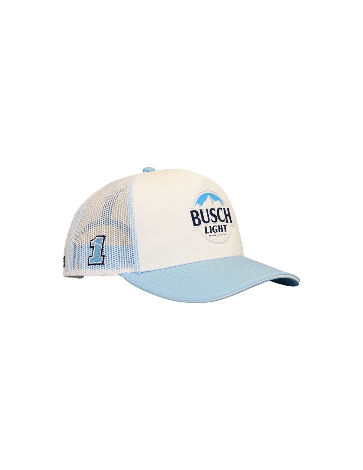 Ross Chastain #1 Busch Light White/Blue Mesh Snapback Hat