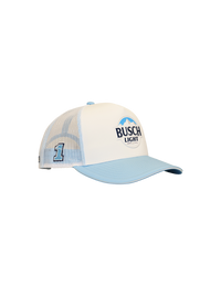 Ross Chastain #1 Busch Light White/Blue Mesh Snapback Hat