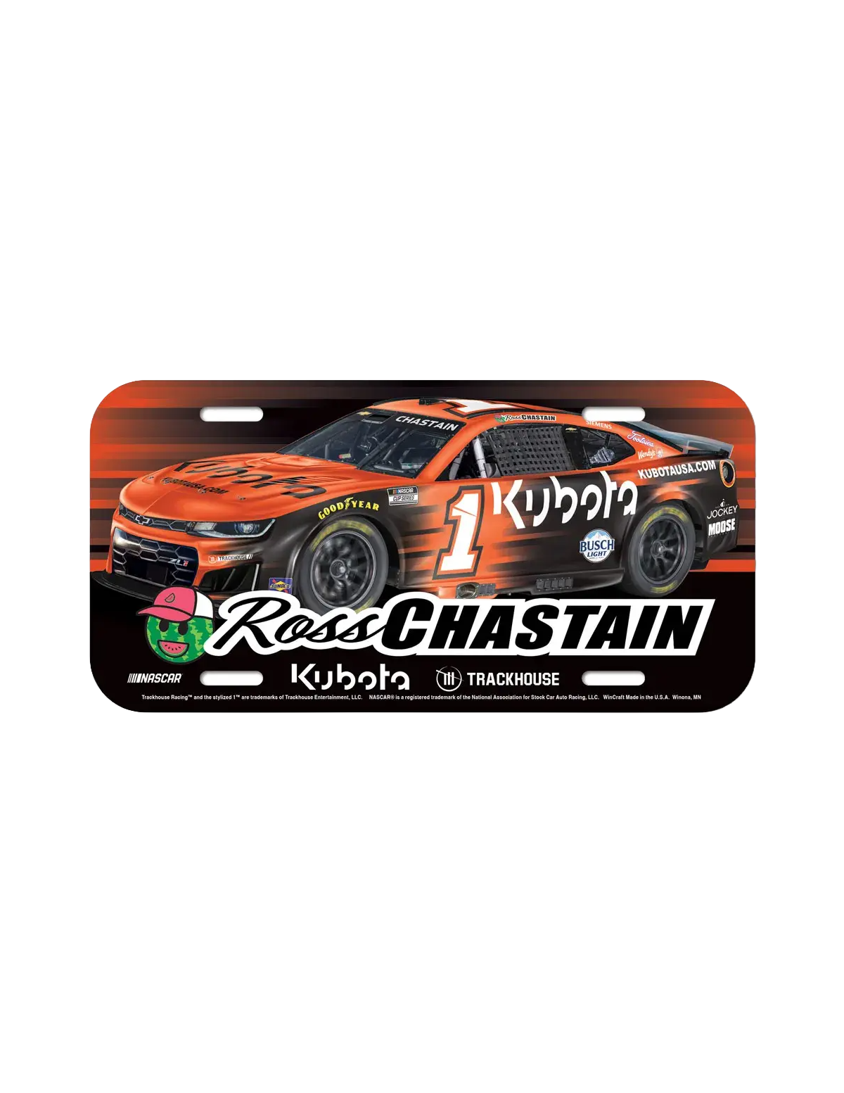 Ross Chastain #1 Kubota Plastic License Plate