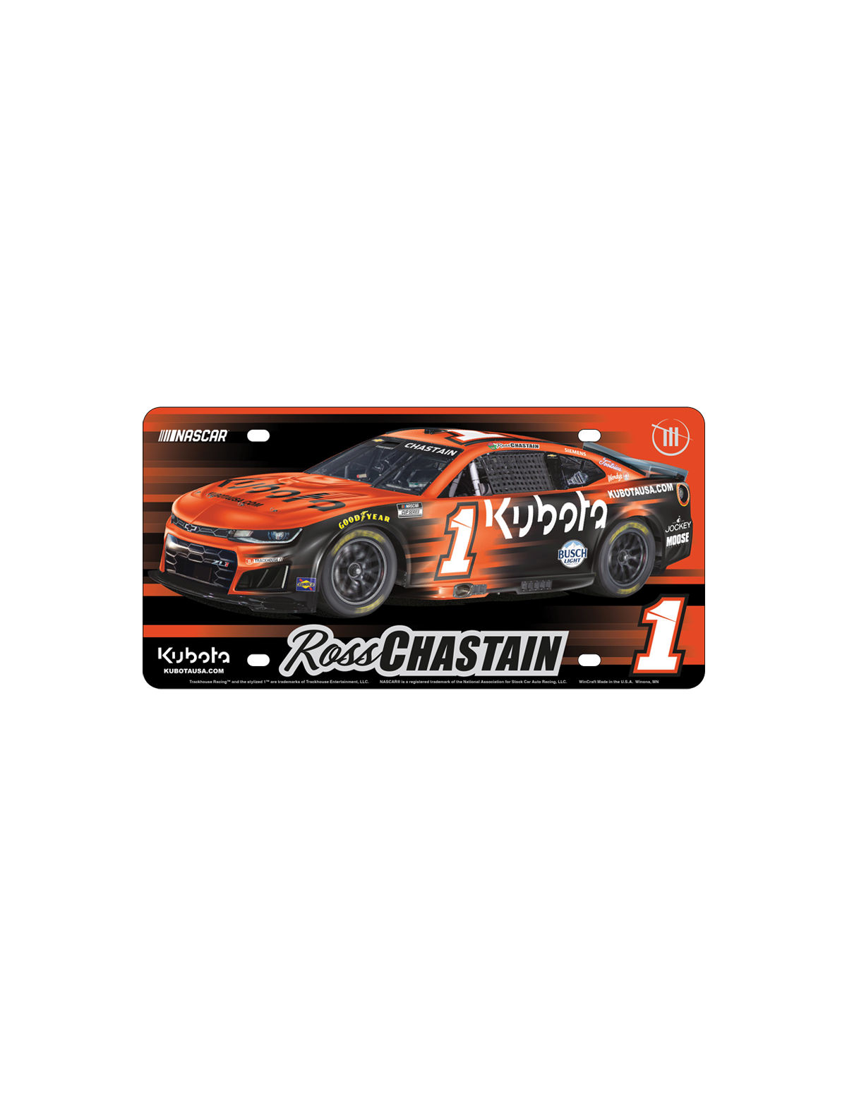 Ross Chastain #1 Kubota Acrylic License Plate