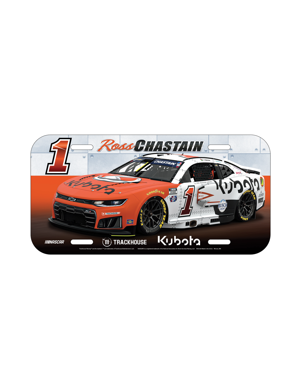 Ross Chastain #1 Kubota T-45 Plastic License Plate