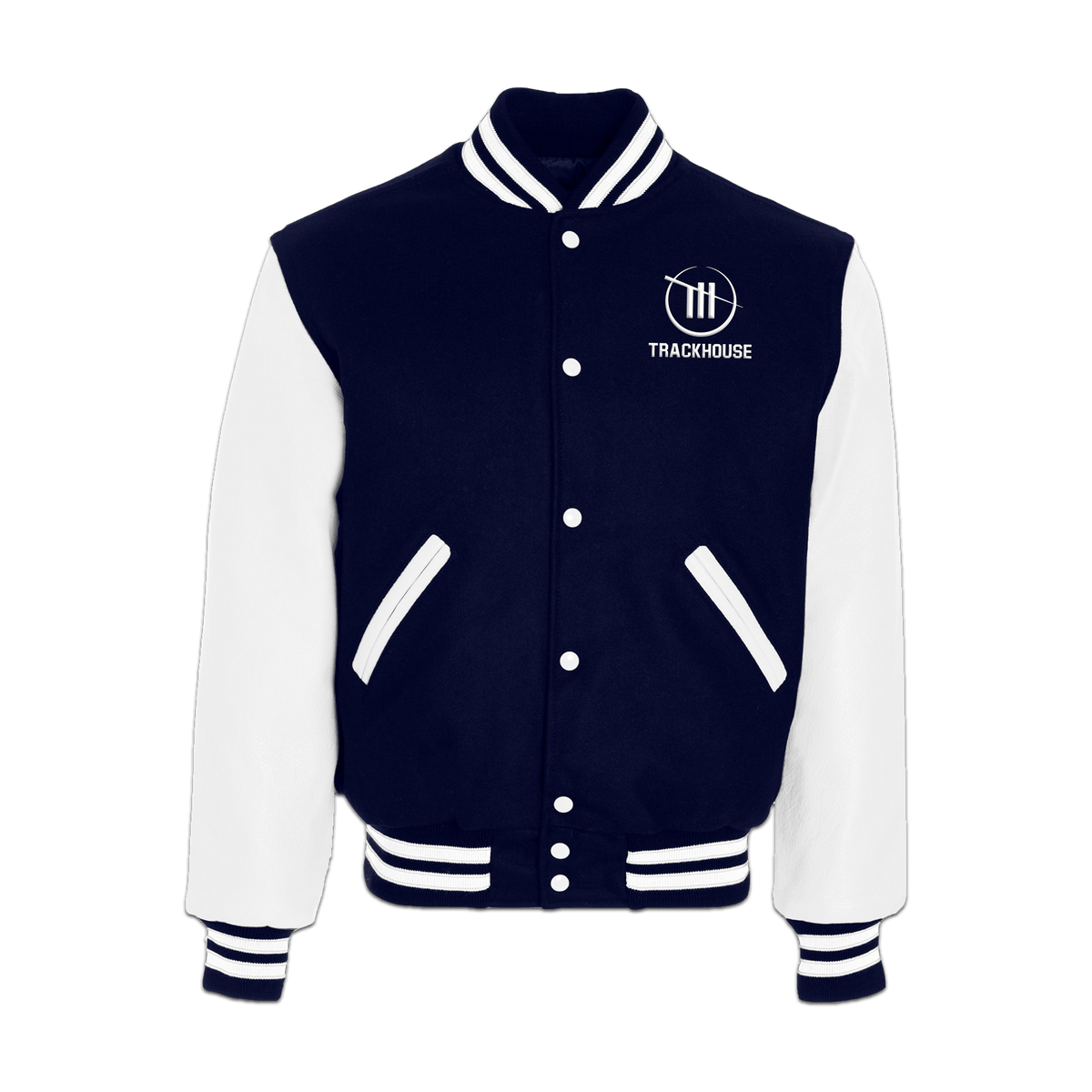 Trackhouse Navy/White Fleece Varsity Jacket