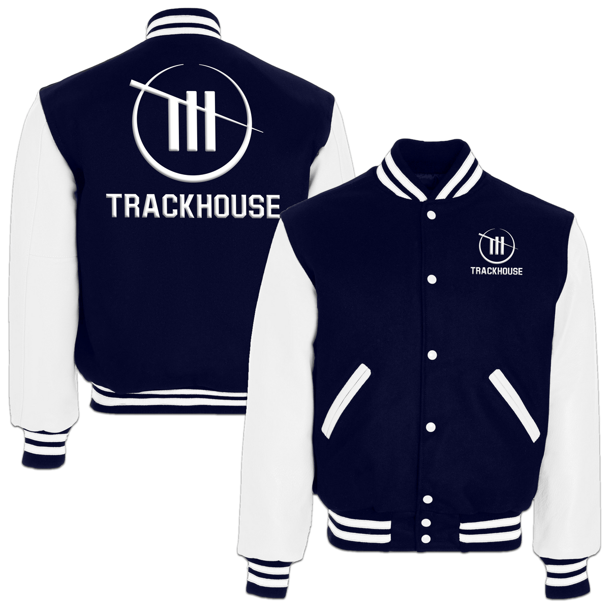 Trackhouse Navy/White Fleece Varsity Jacket