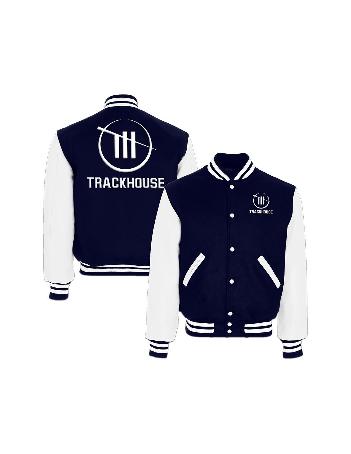Trackhouse Navy/White Fleece Varsity Jacket