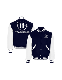 Trackhouse Navy/White Fleece Varsity Jacket