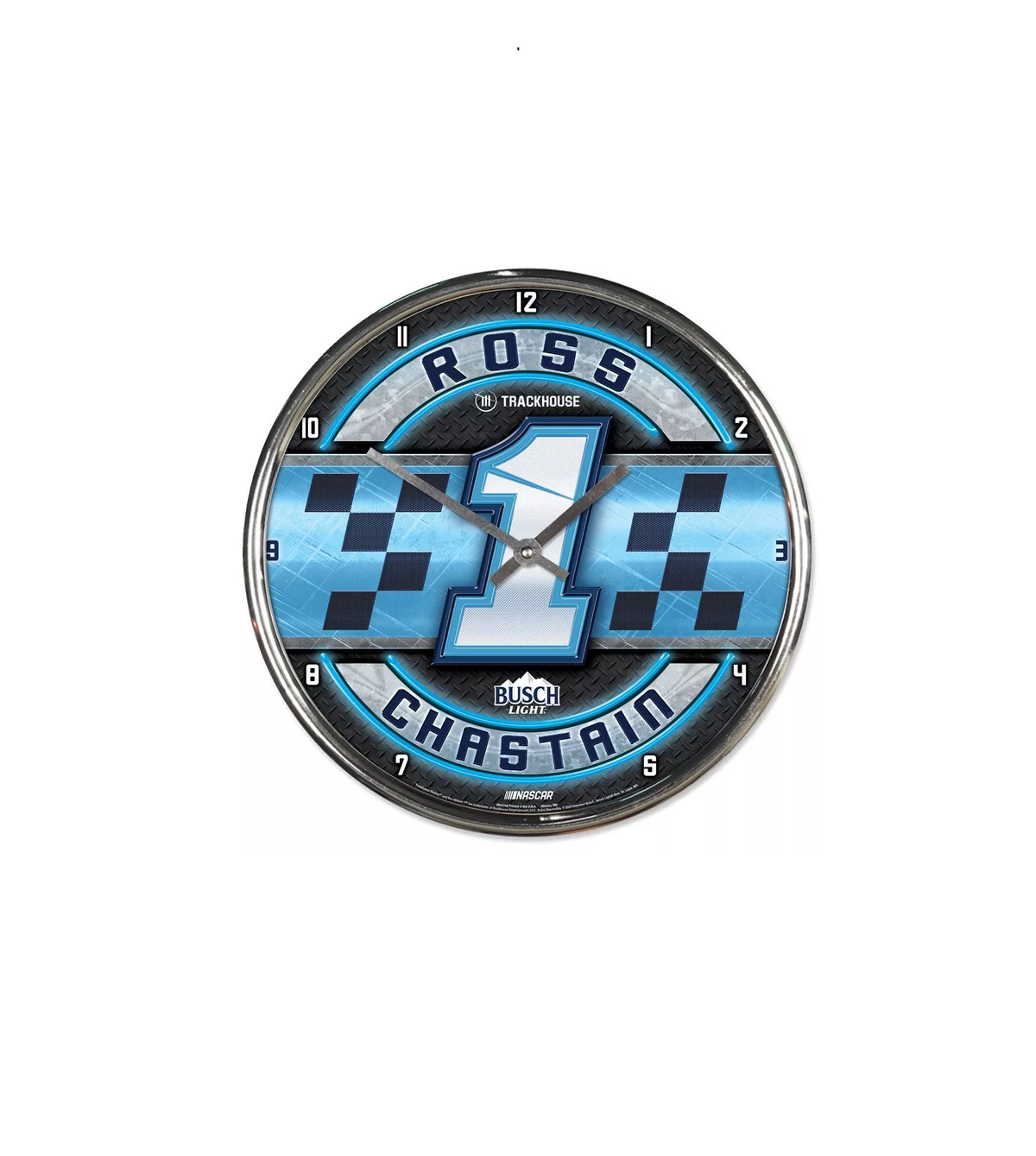 Ross Chastain Busch Lite #1 Chrome Clock